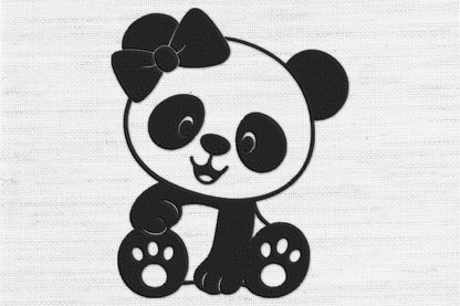 Cute Panda Embroidery Design – Adorable Panda Bear Machine Embroidery Pattern, Kawaii Panda Embroidery Design