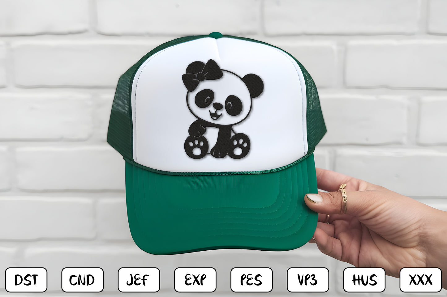 Cute Panda Embroidery Design – Adorable Panda Bear Machine Embroidery Pattern, Kawaii Panda Embroidery Design