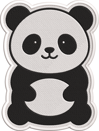 Cute Panda Patch Embroidery Design, Adorable Kawaii Panda Machine Embroidery Pattern, Black and White Panda Embroidery Patch Design