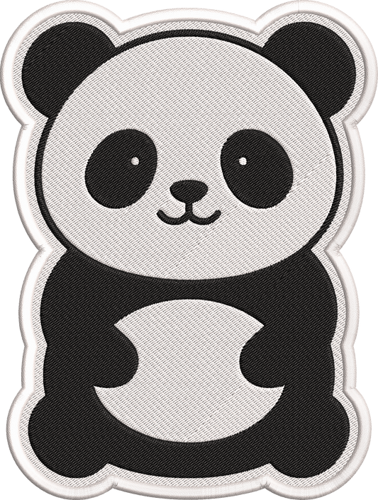 Cute Panda Patch Embroidery Design, Adorable Kawaii Panda Machine Embroidery Pattern, Black and White Panda Embroidery Patch Design