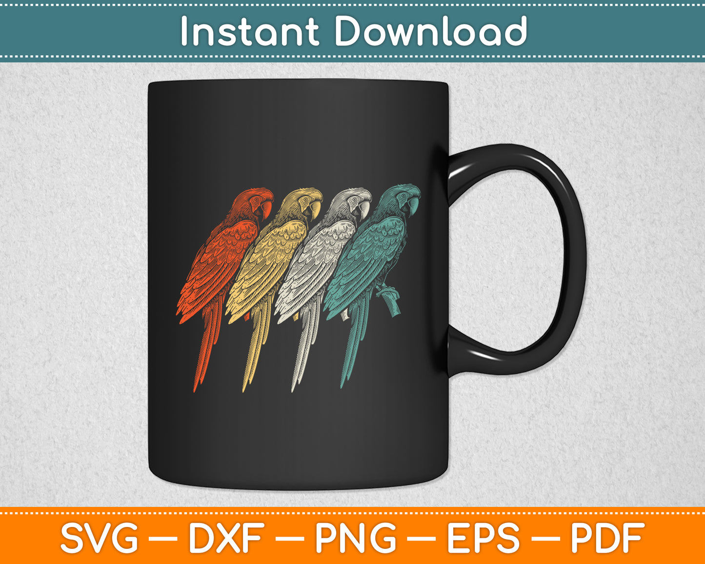 Cute Parrots Parrot Lover Retro Vintage Parrot Bird Svg Digital Cutting File