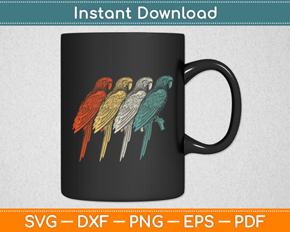 Cute Parrots Parrot Lover Retro Vintage Parrot Bird Svg Digital Cutting File