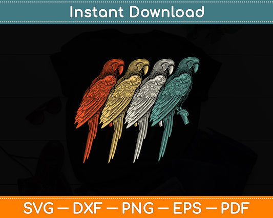 Cute Parrots Parrot Lover Retro Vintage Parrot Bird Svg Digital Cutting File