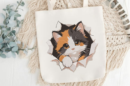 Cute Peeking Cat Embroidery Design – Adorable Cat Machine Embroidery Pattern, Playful Kitty Embroidery Design