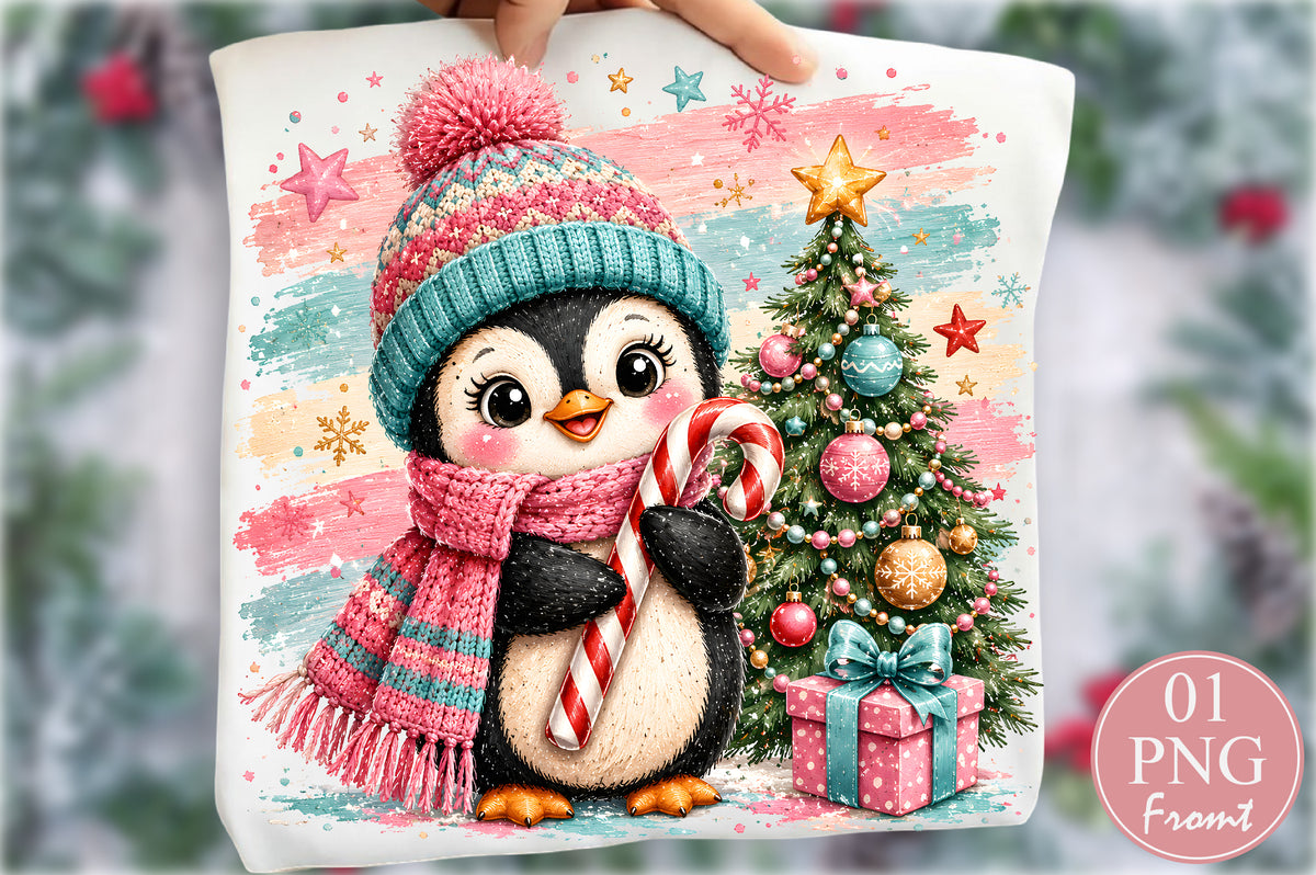 Cute Penguin Christmas PNG Sublimation Design