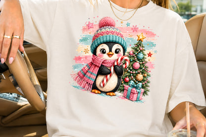 Cute Penguin Christmas PNG Sublimation Design