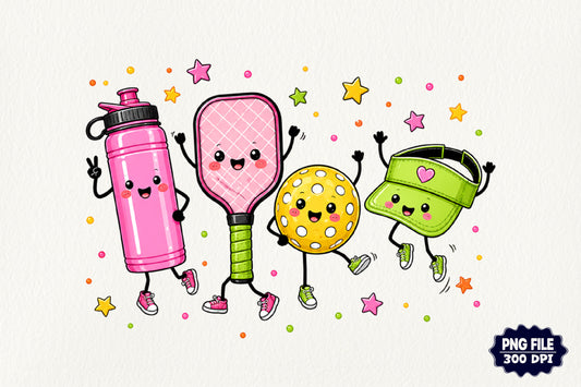 Cute Pickleball Characters PNG Pickleball Player Sports Sublimation