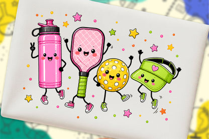 Cute Pickleball Characters PNG Pickleball Player Sports Sublimation