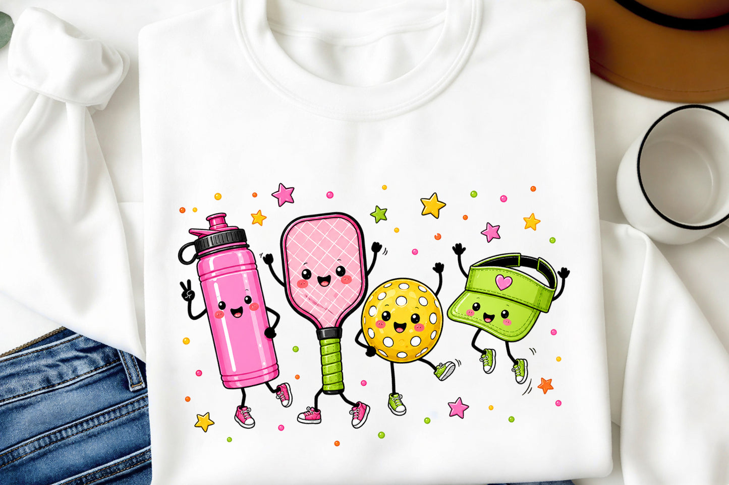 Cute Pickleball Characters PNG Pickleball Player Sports Sublimation