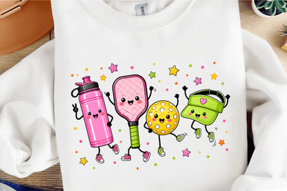 Cute Pickleball Characters PNG Pickleball Player Sports Sublimation