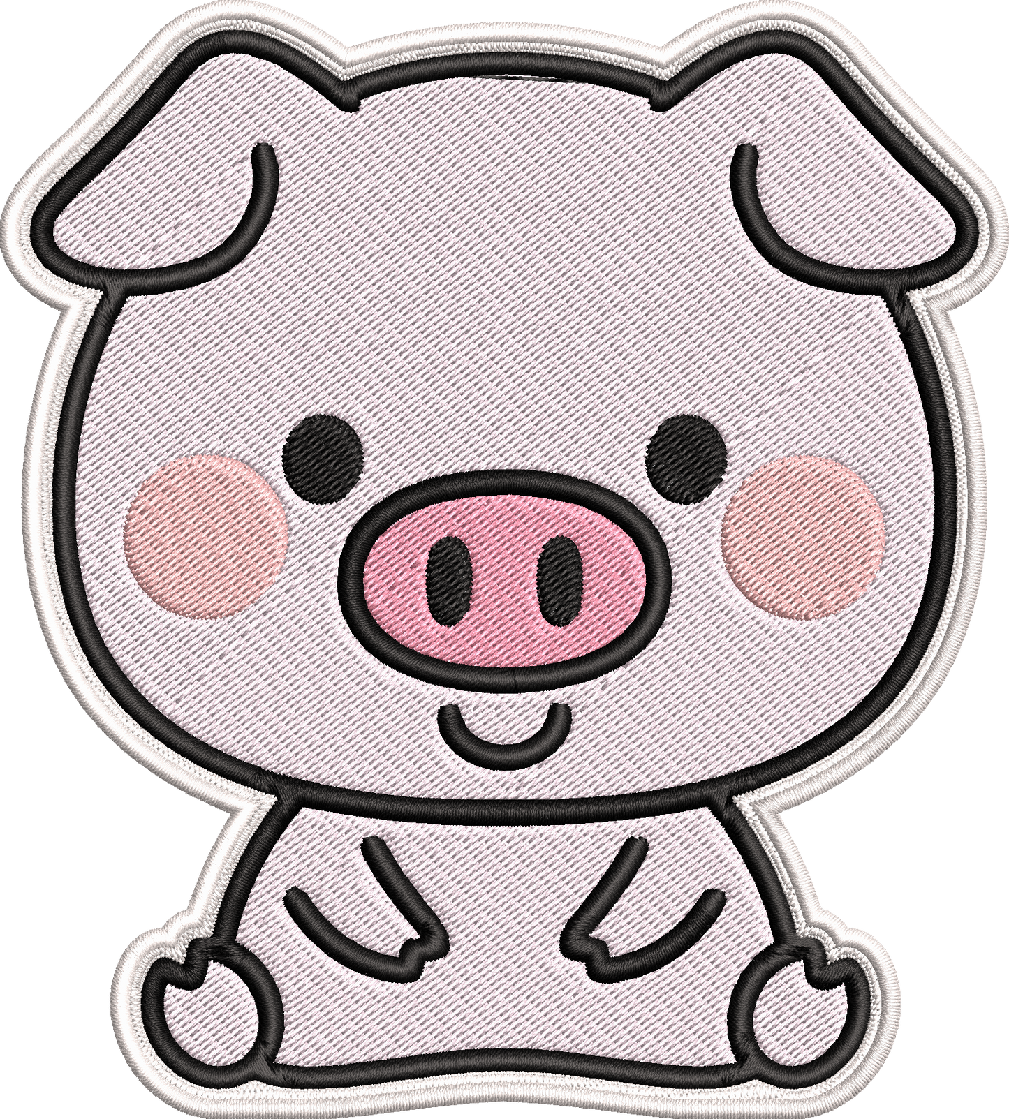 Cute Pig Patch Embroidery Design, Adorable Kawaii Pig Machine Embroidery Pattern, Funny Farm Animal Pig Embroidery