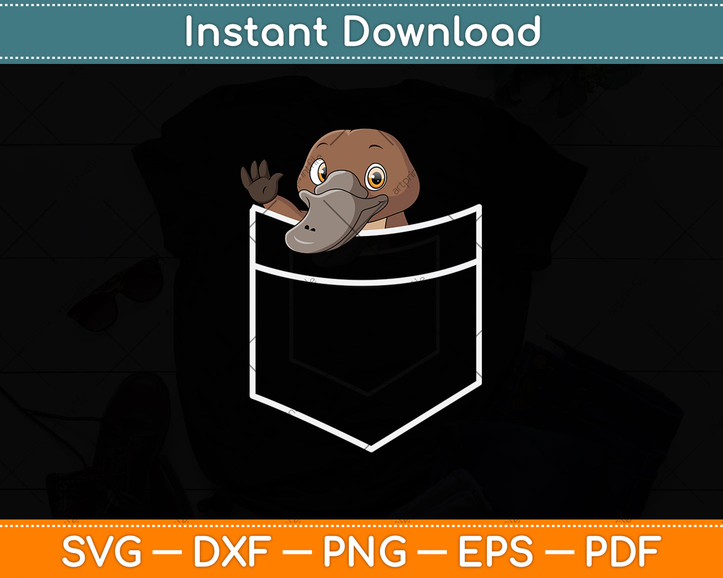 Cute Platypus In A Pocket Svg Png Dxf Digital Cutting File