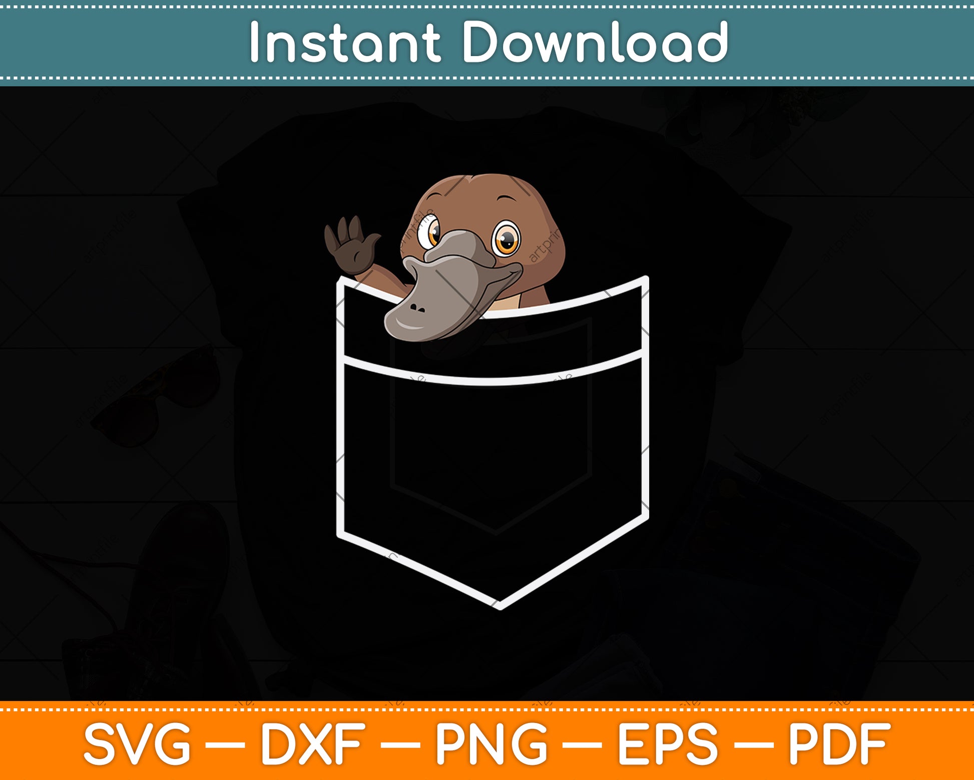 Cute Platypus In A Pocket Svg Png Dxf Digital Cutting File