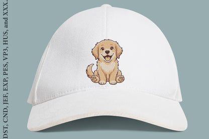 Cute Puppy Happy Dog Embroidery Design – Adorable Puppy Machine Embroidery Pattern, Cheerful Dog Animal Embroidery Design