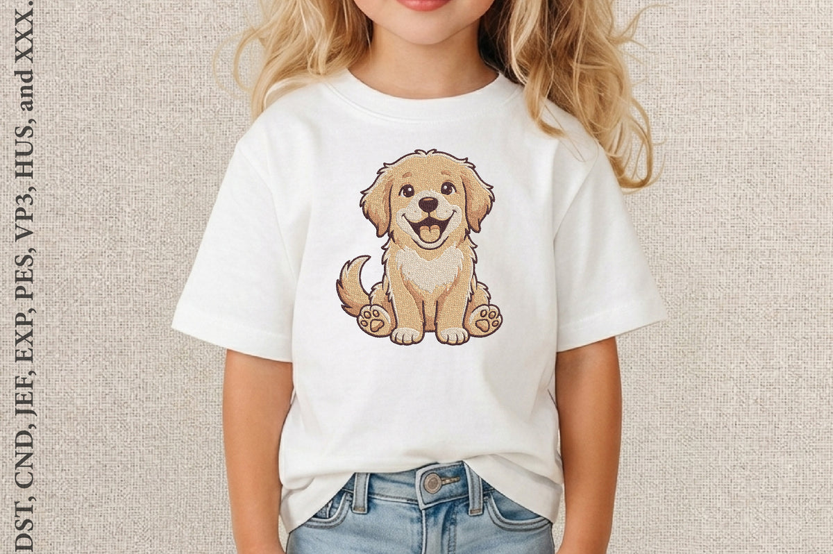 Cute Puppy Happy Dog Embroidery Design – Adorable Puppy Machine Embroidery Pattern, Cheerful Dog Animal Embroidery Design