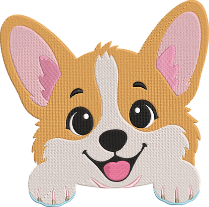 Cute Golden Puppy Embroidery Design, Adorable Puppy Face Machine Embroidery Pattern, Kawaii Dog Embroidery Design