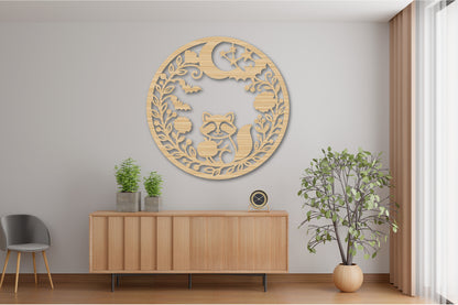 Cute Raccoon Halloween Round SVG Laser Cut