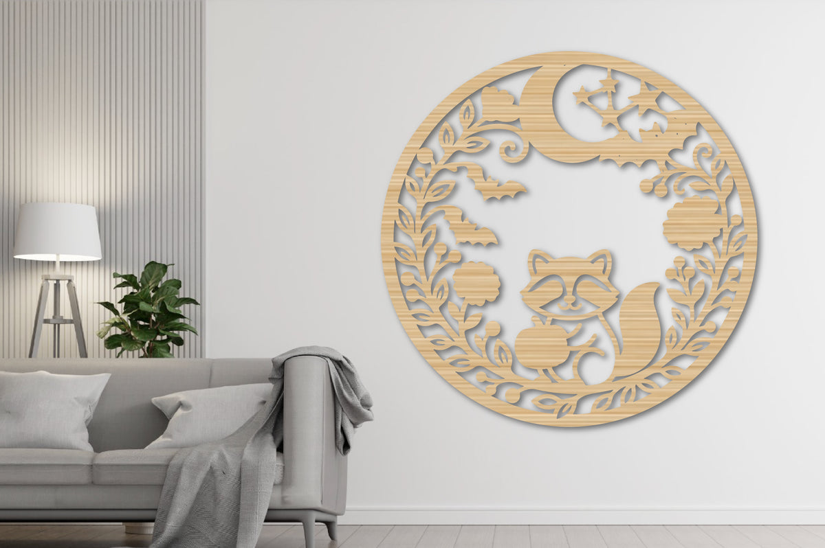 Cute Raccoon Halloween Round SVG Laser Cut