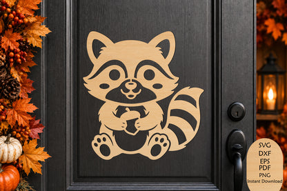 Cute Raccoon Laser Cut SVG, Woodland Animal Wall Art & Craft Design