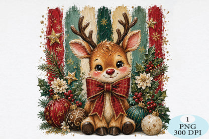 Cute Reindeer Christmas Ornament PNG