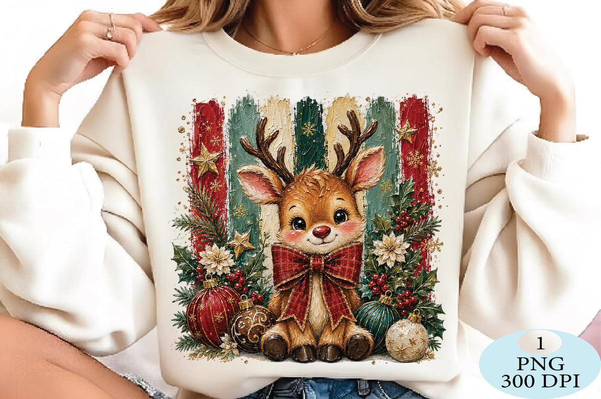 Cute Reindeer Christmas Ornament PNG