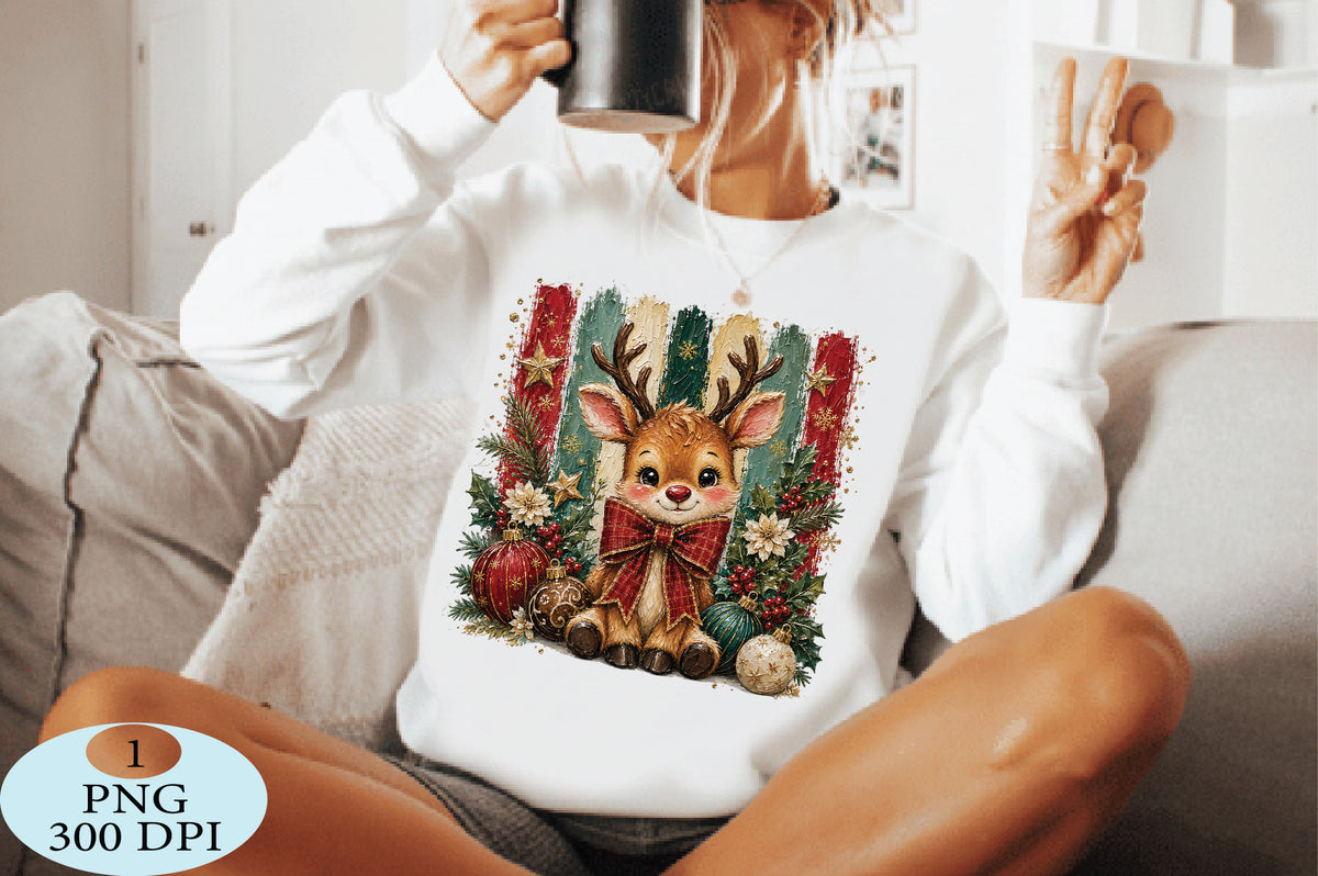 Cute Reindeer Christmas Ornament PNG