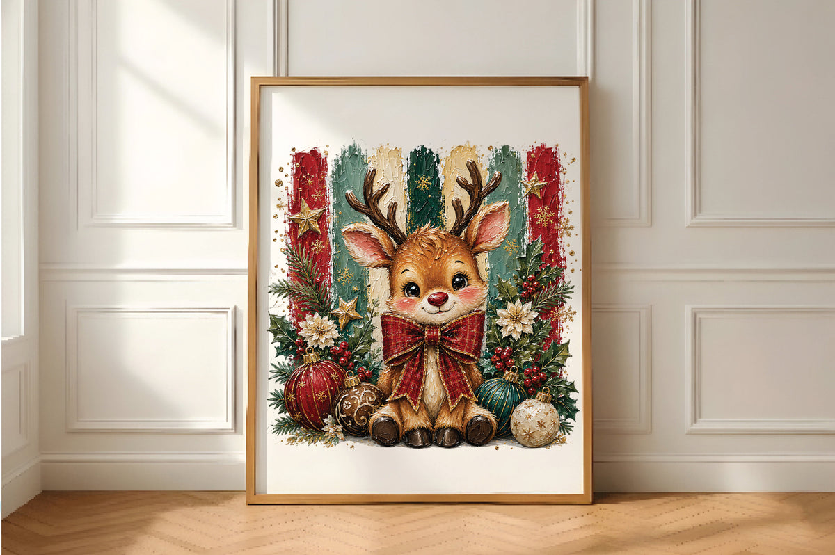 Cute Reindeer Christmas Ornament PNG