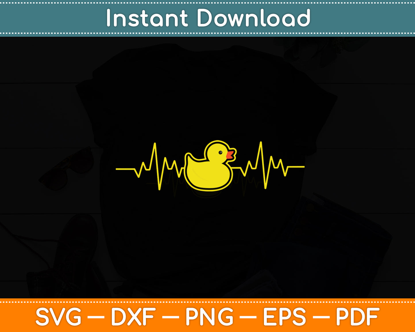 Cute Rubber Duckie Duck Heartbeat Svg Png Dxf Digital Cutting File