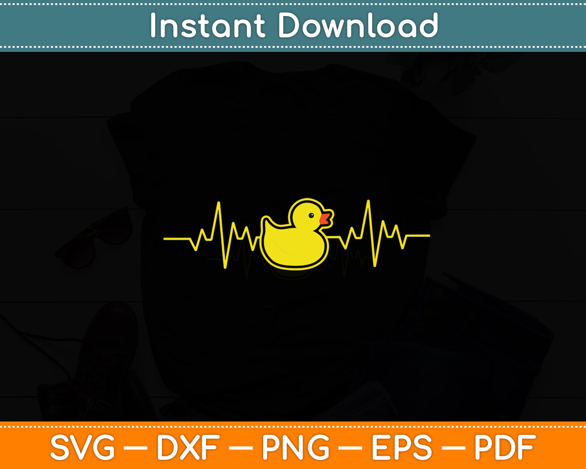 Cute Rubber Duckie Duck Heartbeat Svg Png Dxf Digital Cutting File