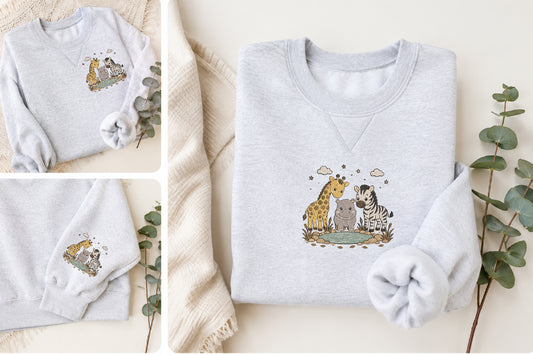 Cute Safari Embroidery Design – Adorable Safari Animal Machine Embroidery Pattern, Jungle & Wild Animal Embroidery Design