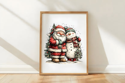 Cute Santa Claus Christmas Clipart PNG Bundle | Adorable Watercolor Holiday Santa Clipart
