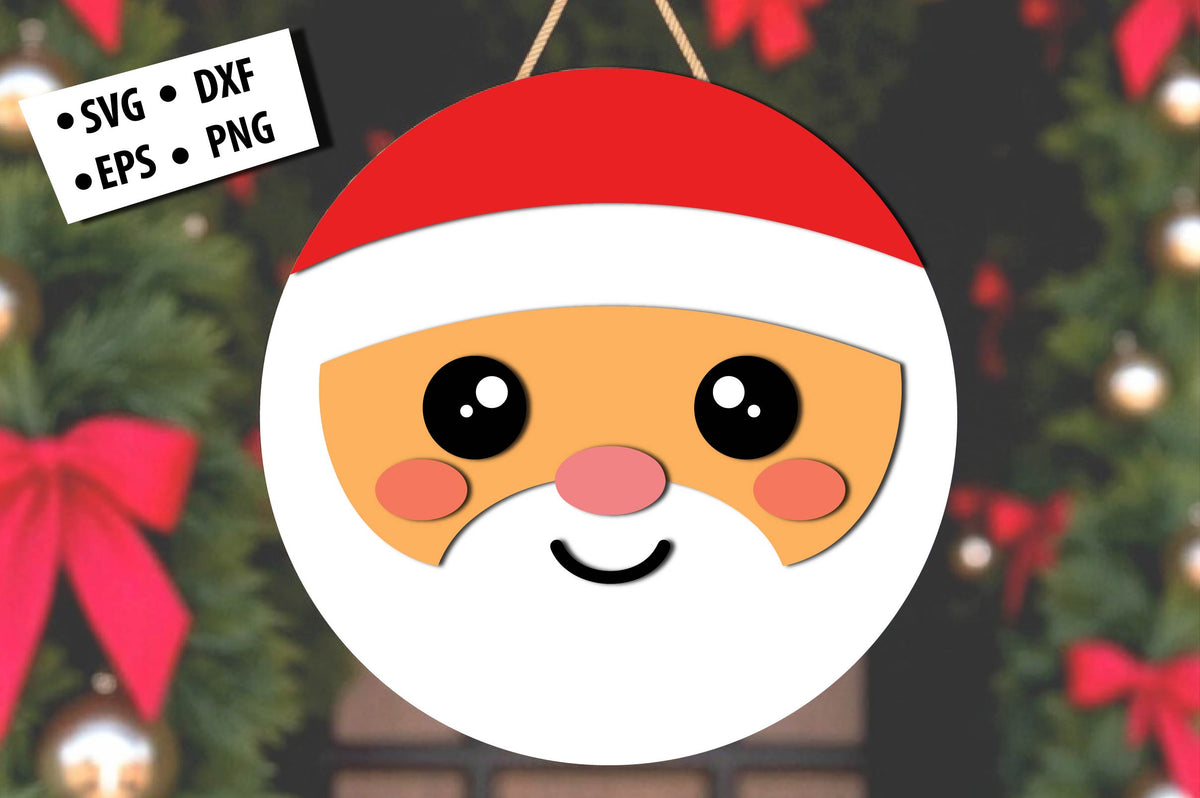 Cute Santa Face Christmas Laser Cut SVG