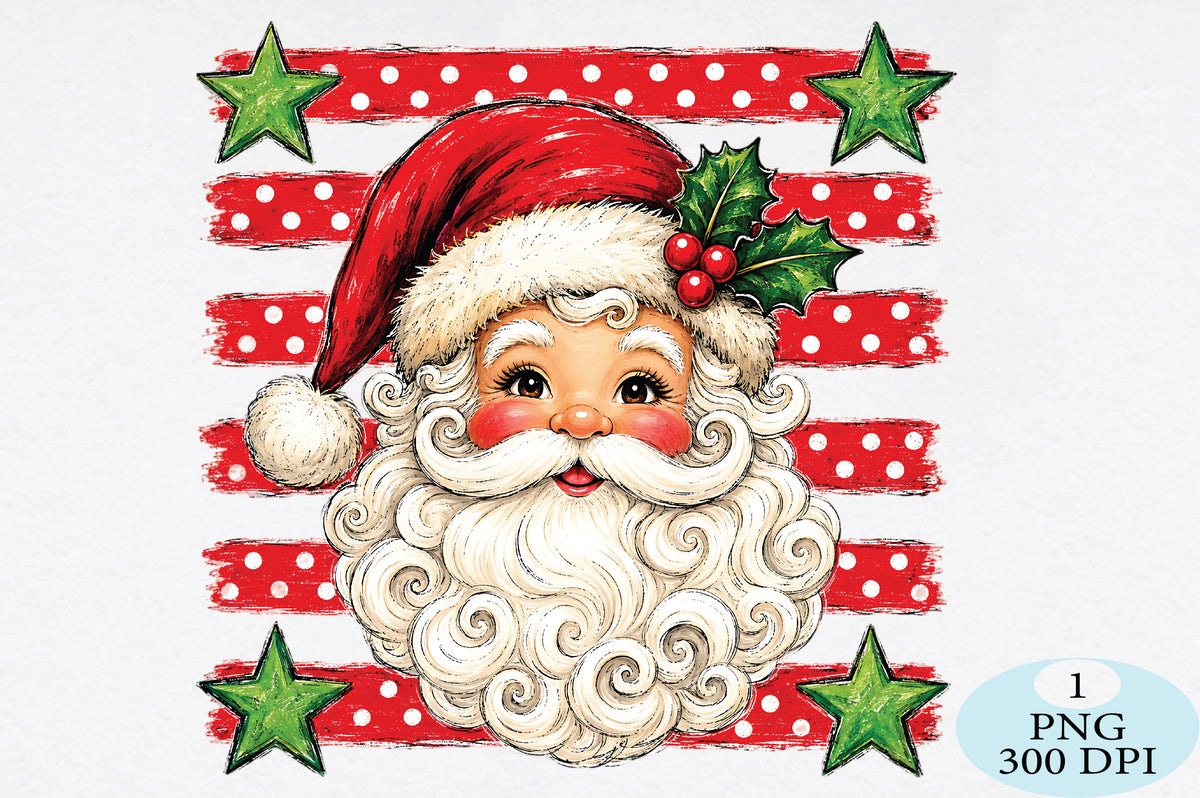Cute Santa Face Christmas PNG