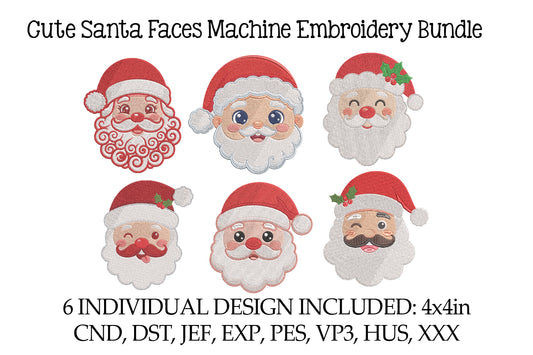 Cute Santa Faces Embroidery