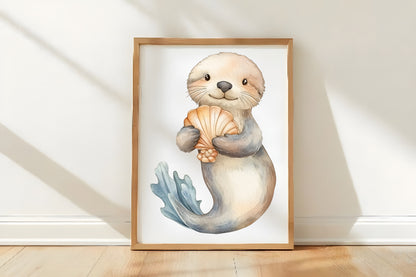 Cute Sea Animals Clipart PNG Bundle | Adorable Watercolor Ocean Animals Clipart