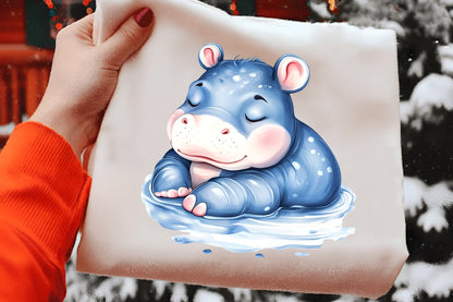 Cute Sleeping Animals Clipart PNG Bundle | Watercolor Baby Woodland Animals | Nursery Clipart