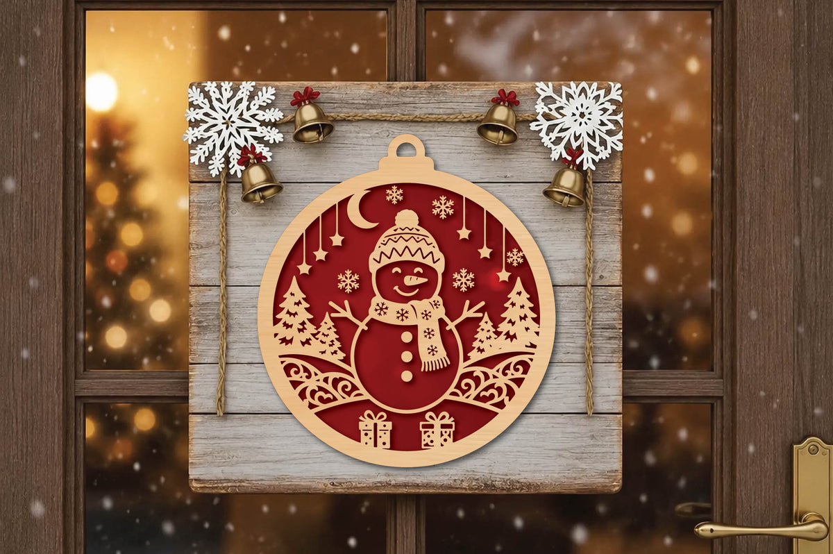 Cute Snowman Christmas Laser Cut SVG
