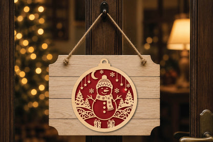 Cute Snowman Christmas Laser Cut SVG