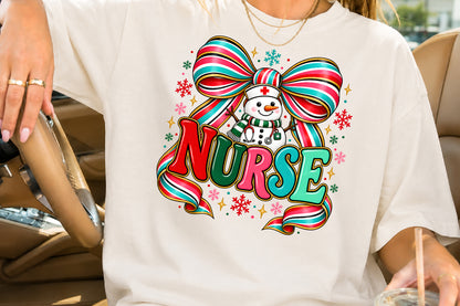 Cute Snowman Nurse PNG Christmas Medical Sublimation Design
