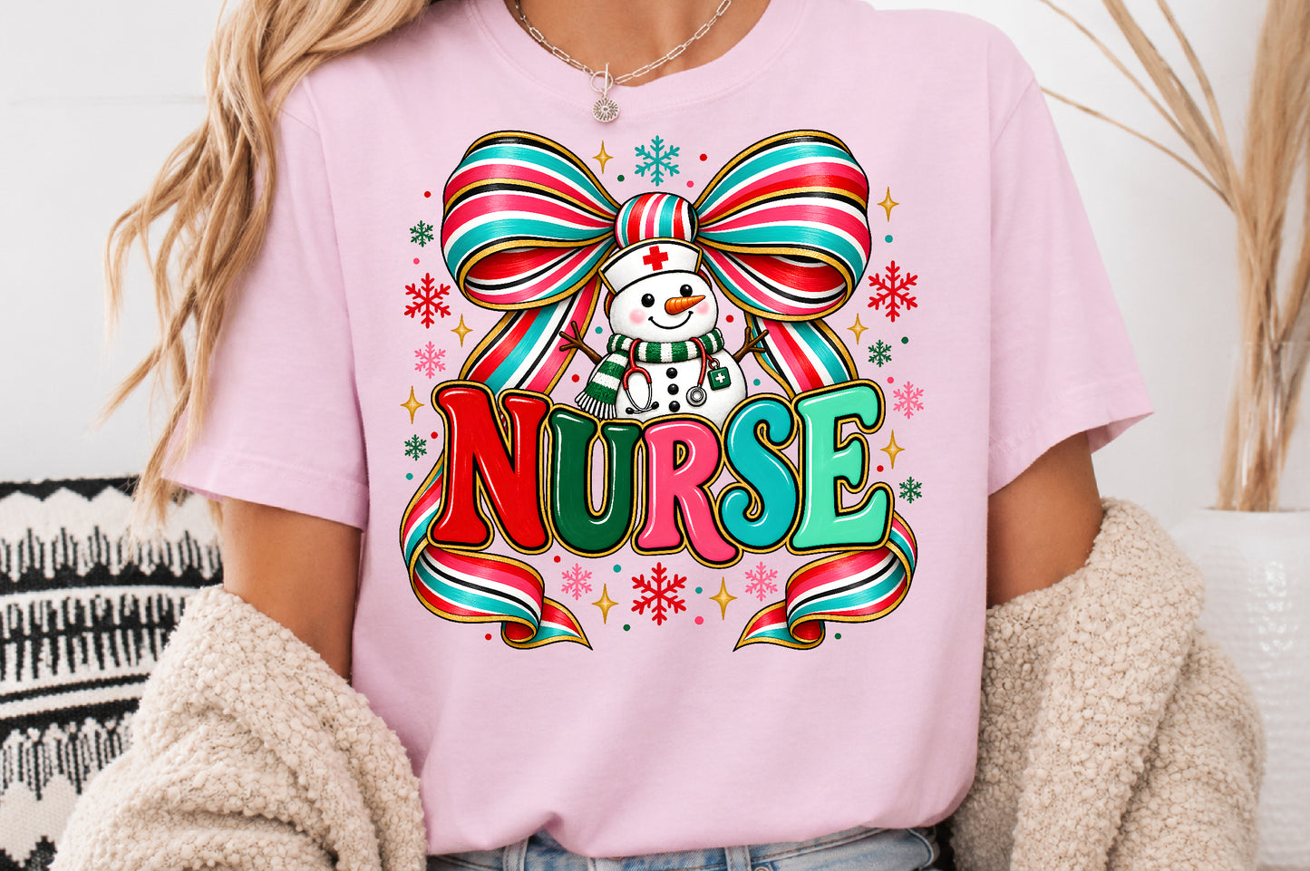 Cute Snowman Nurse PNG Christmas Medical Sublimation Design