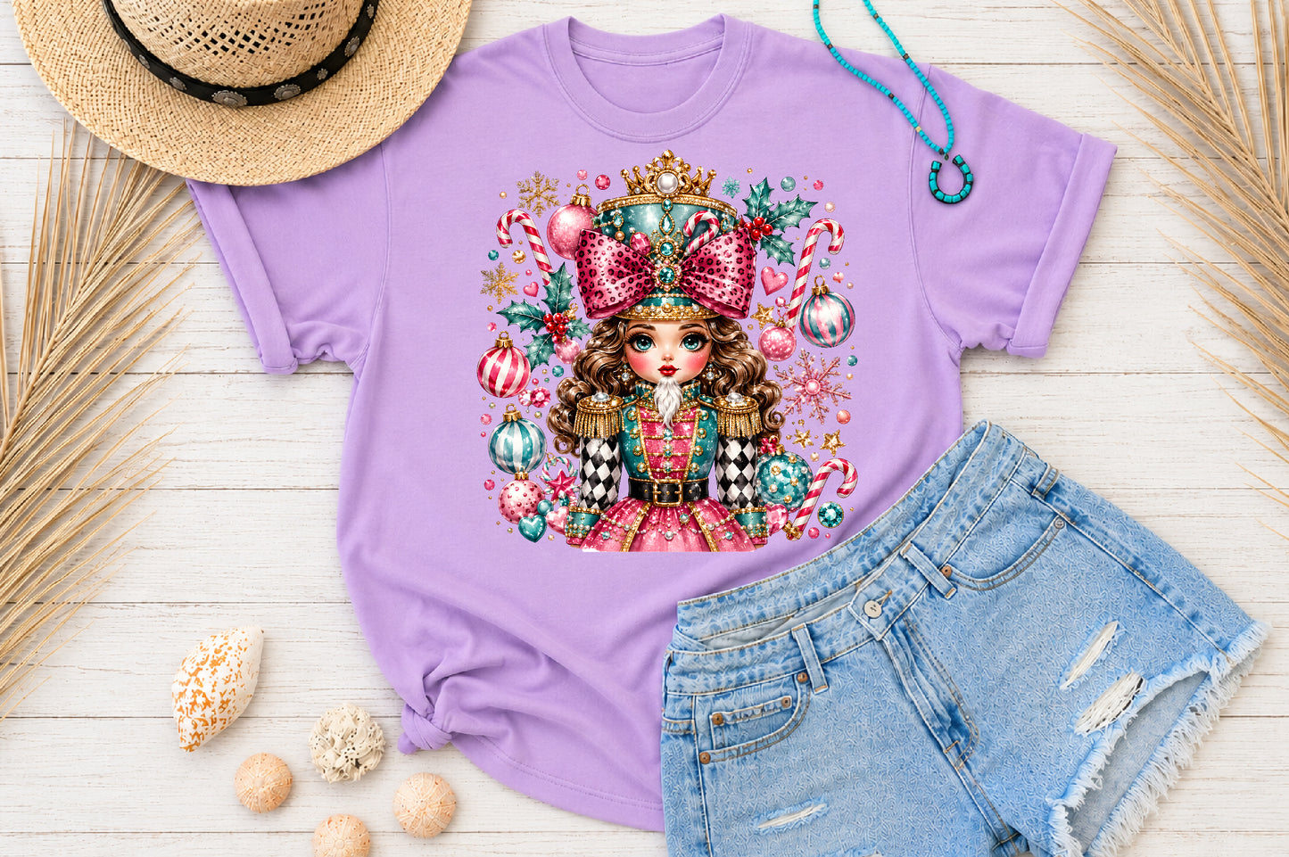 Cute Christmas Snowman Reindeer Gingerbread Nutcracker PNG Pink Holiday Sublimation Design