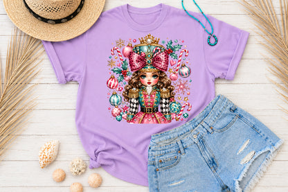 Cute Christmas Snowman Reindeer Gingerbread Nutcracker PNG Pink Holiday Sublimation Design