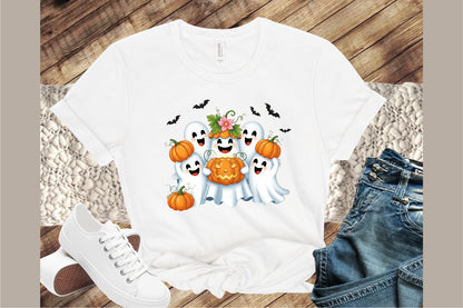 Cute Spooky Ghost Pumpkin Halloween PNG