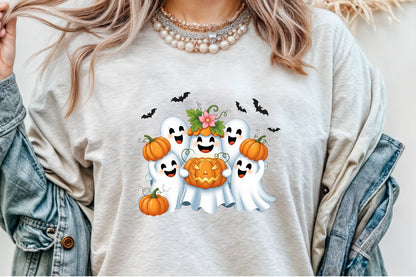 Cute Spooky Ghost Pumpkin Halloween PNG