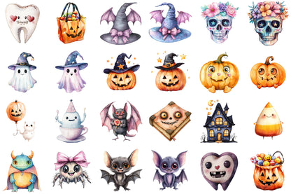 Cute Spooky Halloween Clipart Bundle 43 PNG