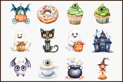 Cute Spooky Halloween Clipart Bundle 43 PNG