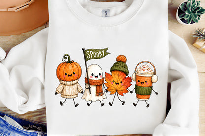 Cute Spooky Season Halloween PNG Pumpkin Ghost Fall Clipart
