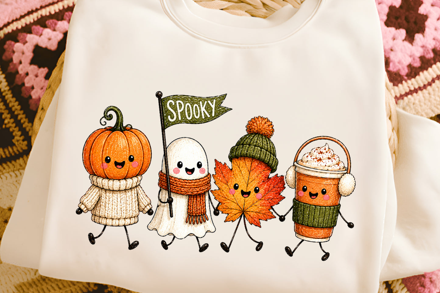 Cute Spooky Season Halloween PNG Pumpkin Ghost Fall Clipart