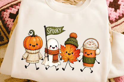 Cute Spooky Season Halloween PNG Pumpkin Ghost Fall Clipart