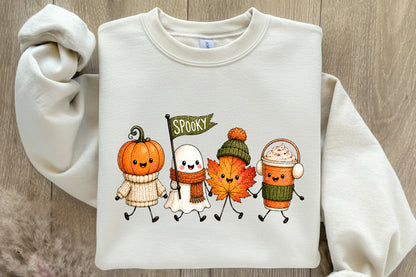 Cute Spooky Season Halloween PNG Pumpkin Ghost Fall Clipart